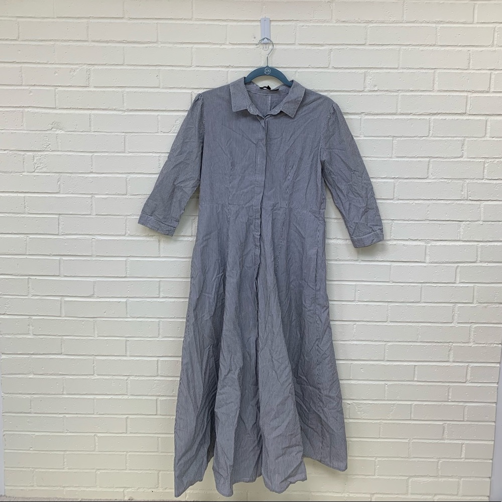 Miracle Berry Button Collared Striped Sheath Dress - image 1